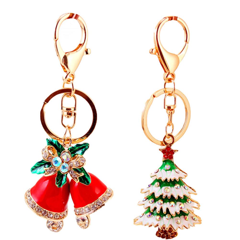 Car Accessories Xmas Gifts - 2Pcs Christmas Tree Keychain Pendant Festive