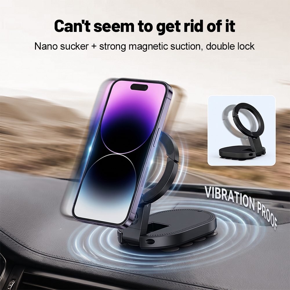 Car Cable Organizer - 360° Rotation 3‑In‑1 Suction Cup Magnetic