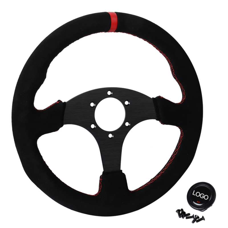Suede Racing Steering Wheel Su - огляд і ціна Car Accessories Logo